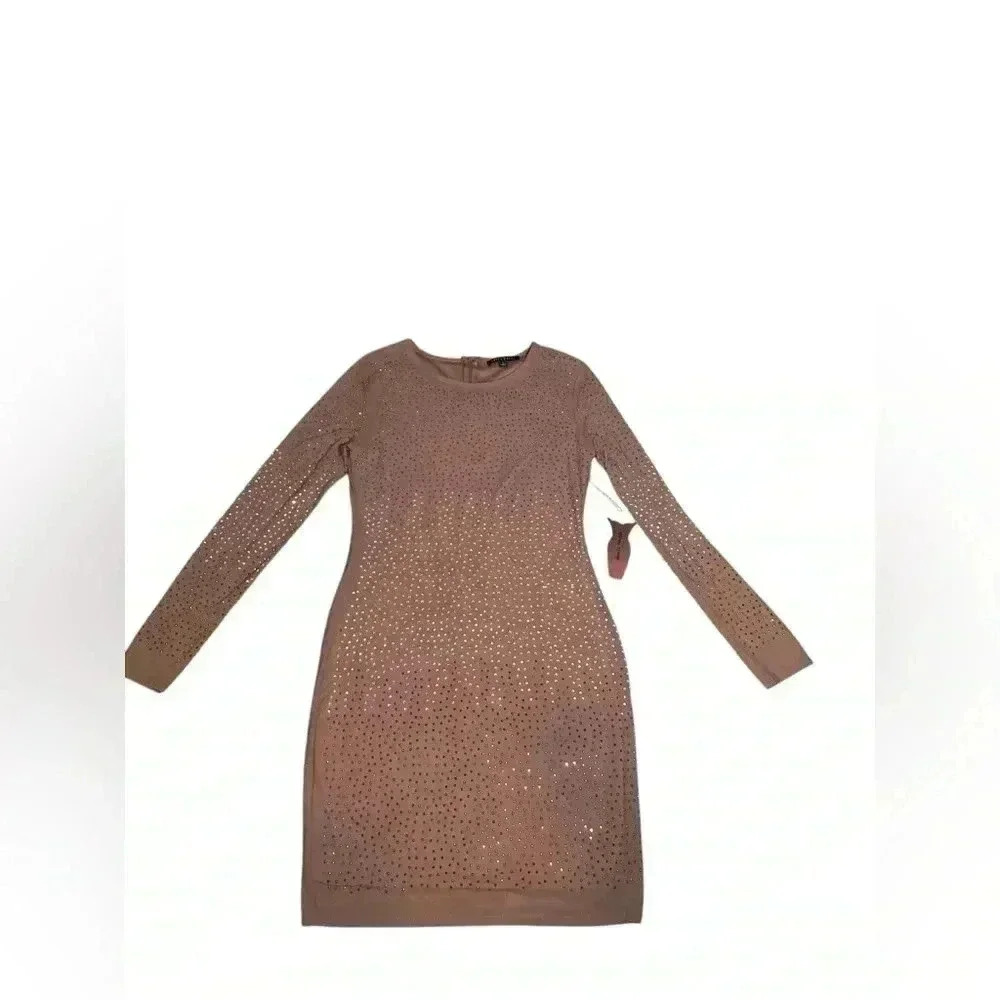 Haute Monde dark Tan sparkle dress holiday style size large
